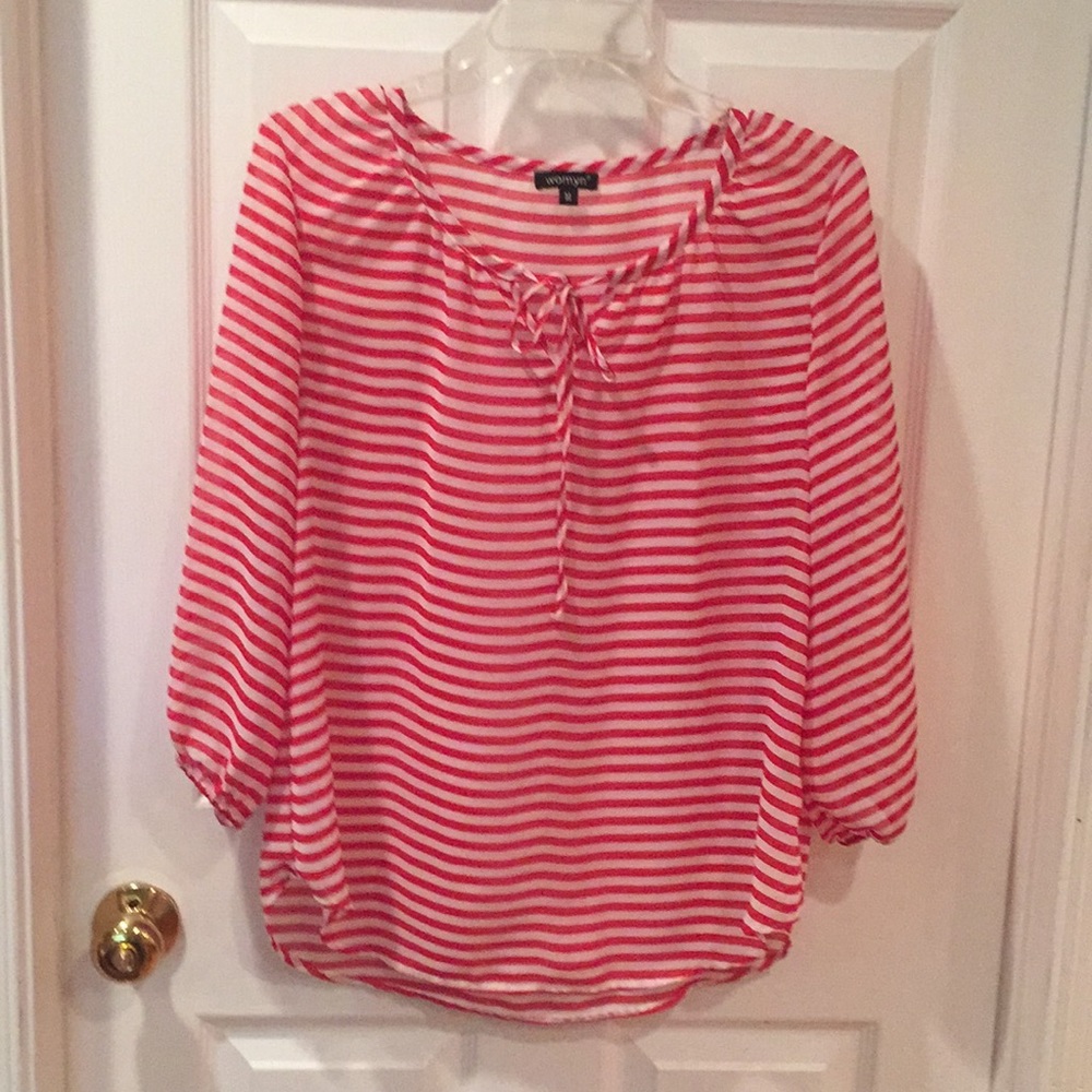 Red and white striped spring/summer blouse